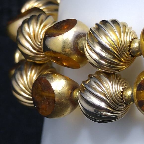 Vintage Two Strand Gold Plated Beaded Bracelet, 1960s, 7 3/8 Inches - Picture 4 of 6